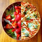bowel of salad and half a pizza, 7 diet myths, by healthista