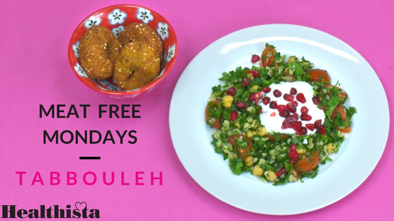 Meatfree Monday recipe Tabbouleh with chickpeas and pomegranate Healthista