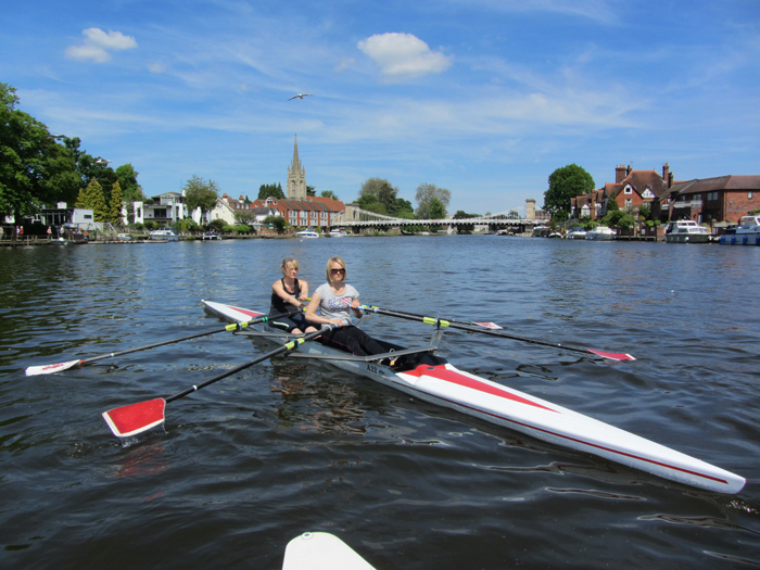 Jen rowing double sculls