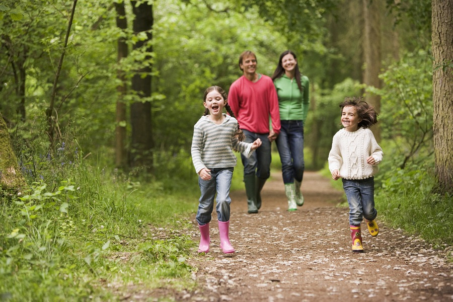 family walking