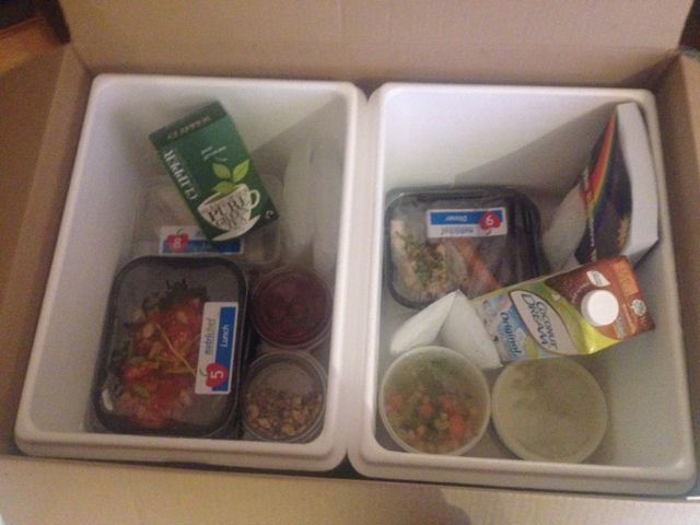 Here's what was inside the cool box, three days of meals, snacks and drinks for my Rainbow Diet