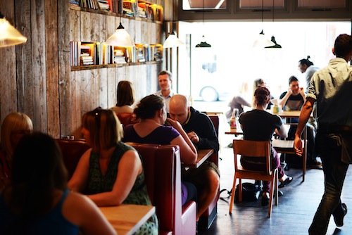 The bustling interior for Hot Pink Grill