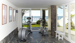 The hotel gym is small but has everything you need for a workout - plus an inspiring seaview