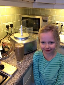 Ebba with the 'green juice' - made from a mix of pear, spinach, ginger and berries