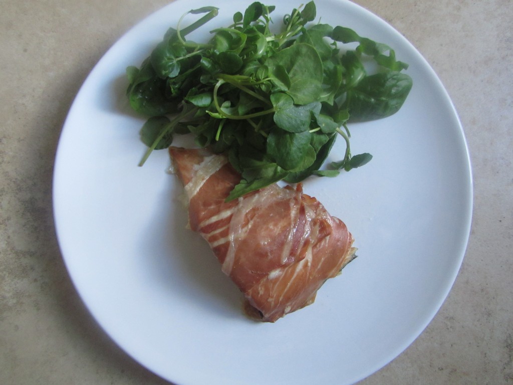 Salmon fillet wrapped in Parma ham