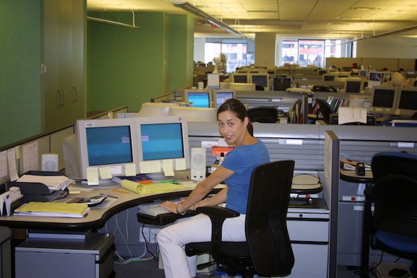 Genny at her desk at Reuters.