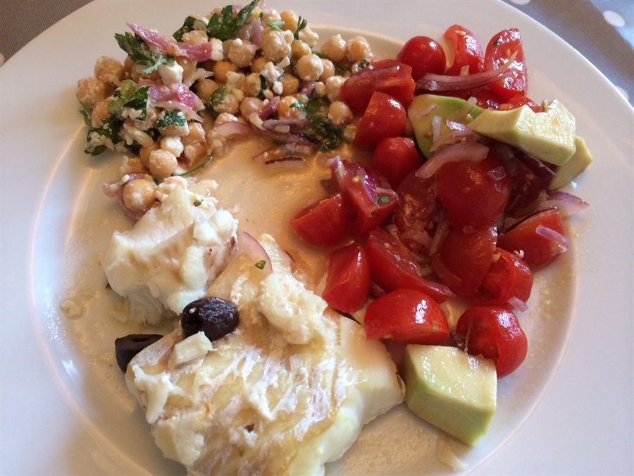 Cod with Chickpea and Tomato Salad 