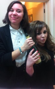 On one of our many boozy nights - note me clutching a bottle of Cava!