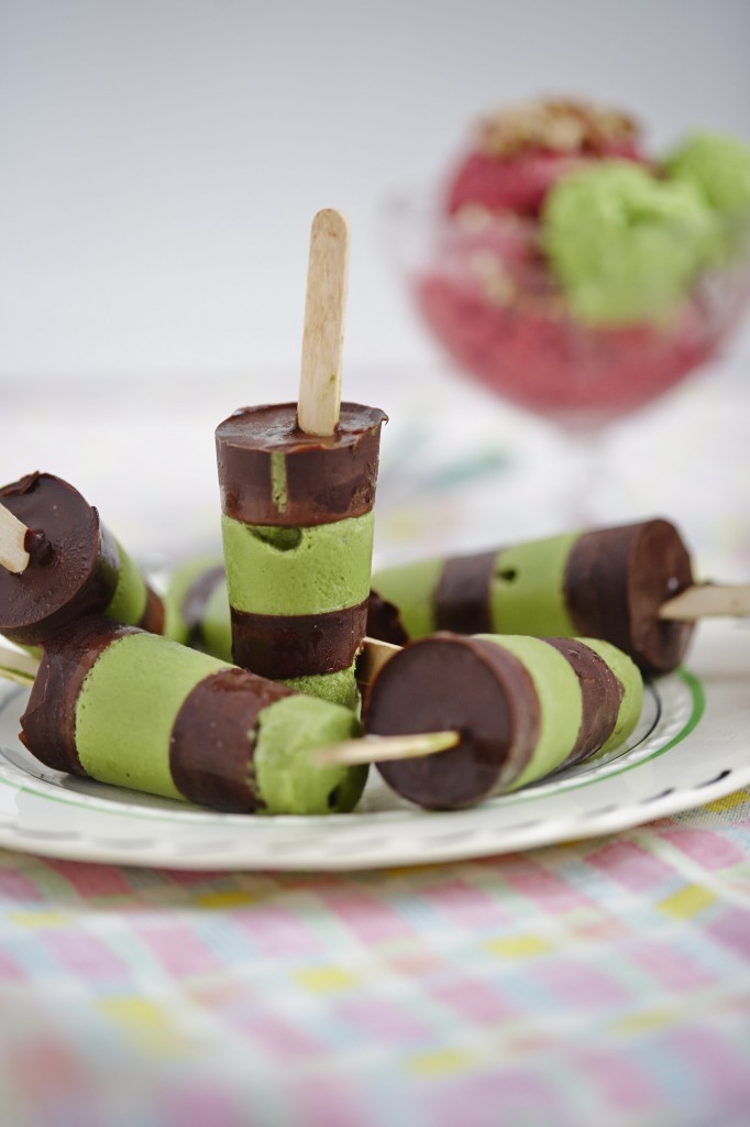 Pea and Mint Lollies with Chocolate