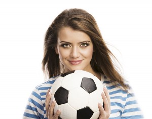 Woman with soccer ball