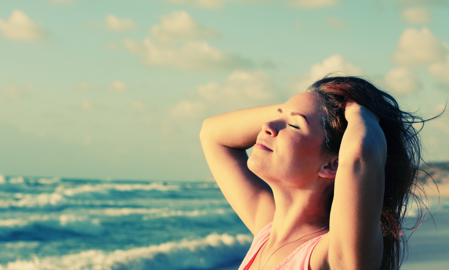 Portrait of happy loving woman outdoors