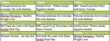 BBC eat well forum time table 2, BBC eat well forum, by Healthista.com