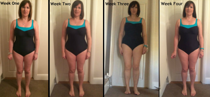 Week 1, 2, 3 & 4 bikini pics of Karen, Body Makeover Challenge Week 4 , by Healthista.com