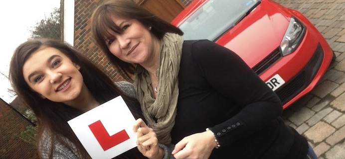 Karen with her daughter Sidnie after she passed her driving test, Body Makoever Challenge - Week 6, by Healthista.com