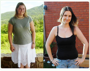 Dannii before (left) and after (right) she started her healthier lifestyle journey