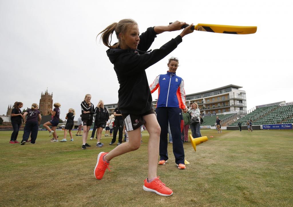 England Cricket captain Charlotte Edwards takes part in a community cricket session at the launch of The Women's Ashes Series.  -Getty Images