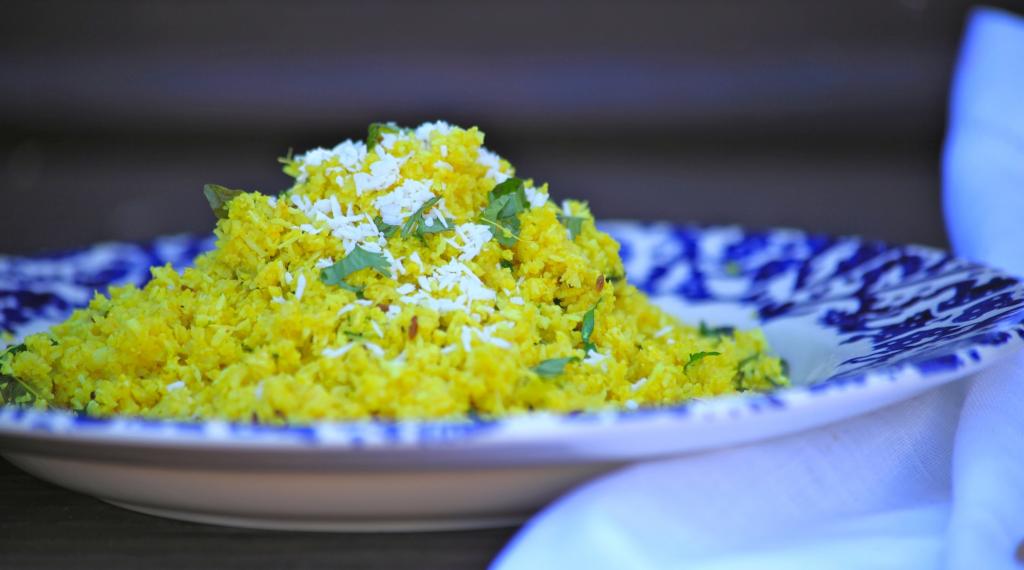 Cauliflower Rice with Coconut and Cumin, 5 foods for vegetarians, by healthista.com