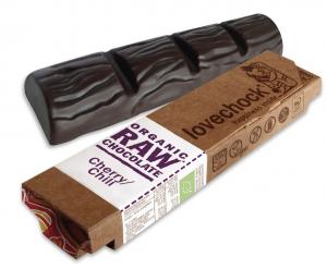 Lovechock Bar packshot Cherry Chili, best vegan chocolate, by healthista.com