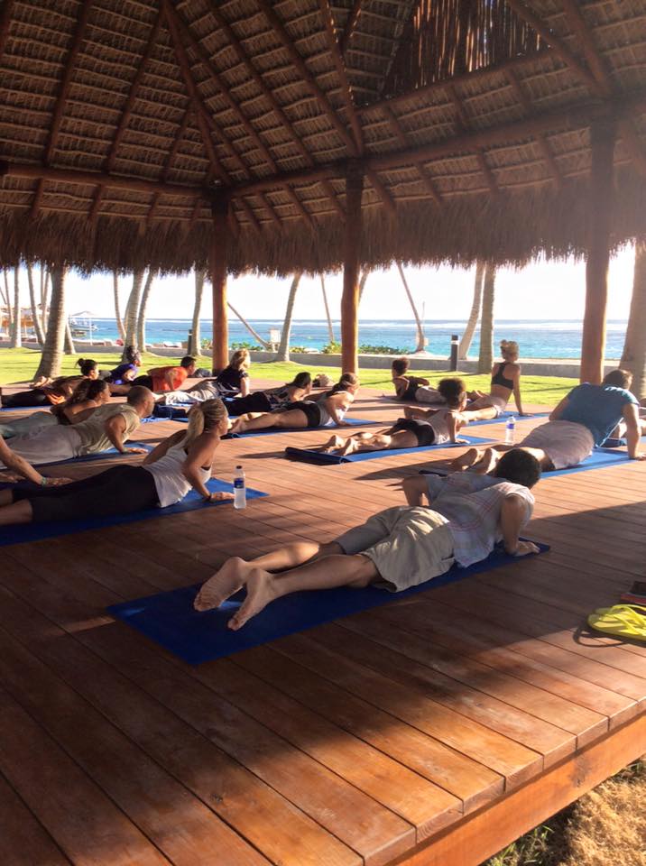 yoga on the beach at club med in punta cana