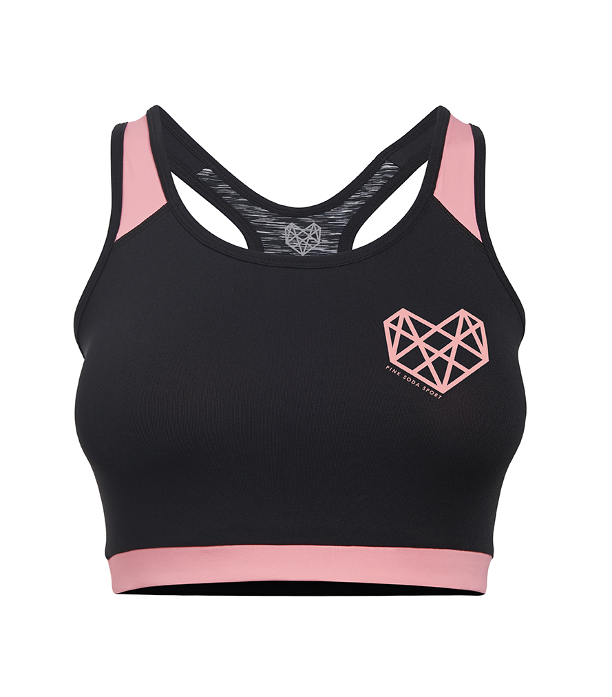 Pink Soda Sport Women's Gingham Sports Bra Black / Optic White