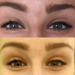 Before And After: Cargo Cosmetics Better-than-waterproof mascara and swimmable eye pencil and Fab Brows eyebrow kit