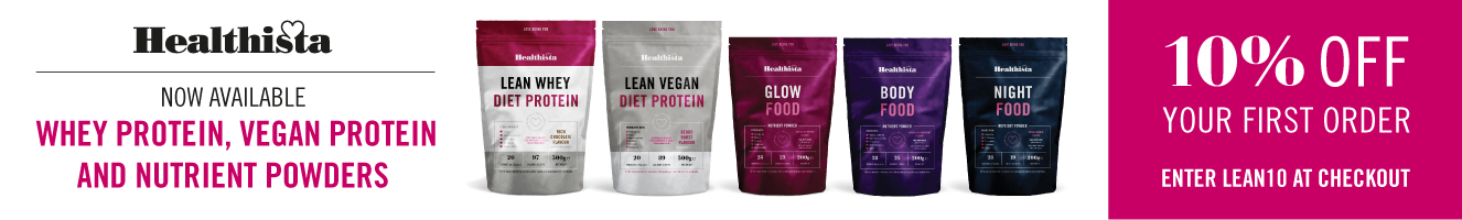 NEW 10% Discount banner healthista's new protein and superfood powders