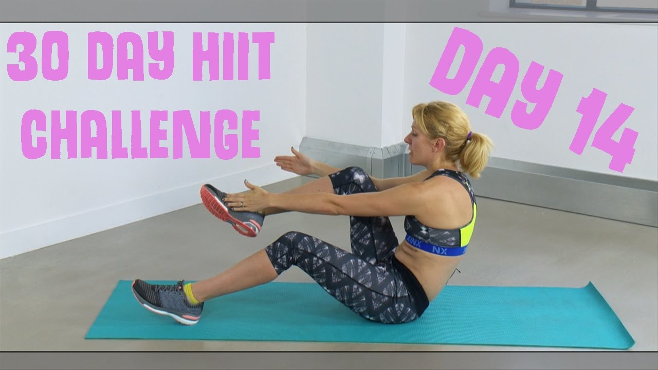 HIIT challenge core, plank kick, crunches day 14 Healthista