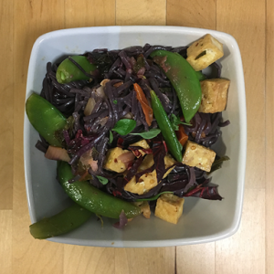 Black rice noodles and smoked tofu - my Spring Green evening meal