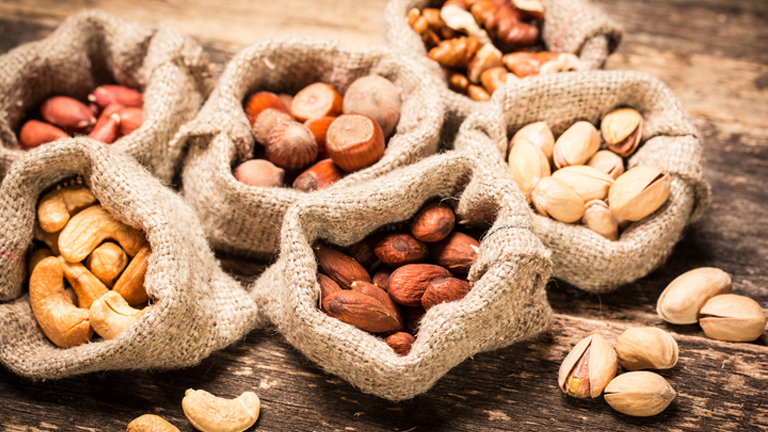 bags of nuts, what to eat for better skin by healthista.com