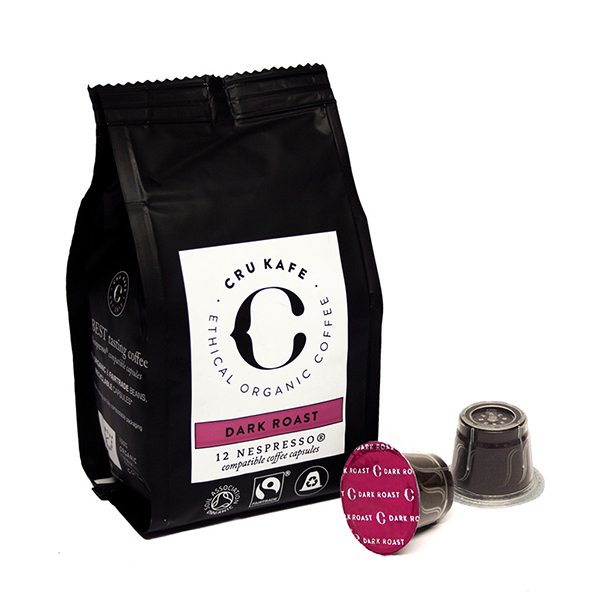 cru cafe dark roast pods, best fairtrade foods, by healthista.com