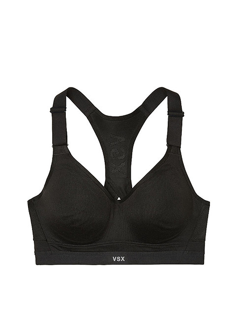 VSX black sports bra, best sports bras for high impact cardio by healthista