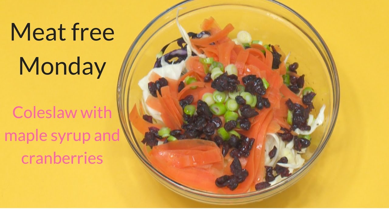 Meatfree Monday recipe coleslaw with maple syrup and cranberries