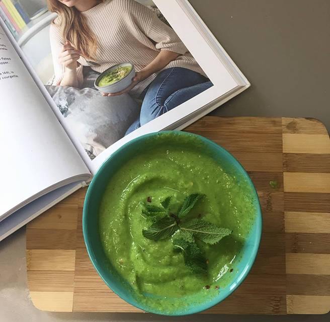 pea and courgette soup, Meat-free Monday pea and courgette soup from Niomi Smart's eat smart by healthista