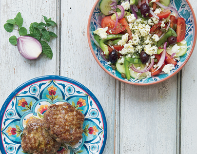 Low-carb Greek salad with lamb feta burgers recipe, quick keto, by healthista (2)