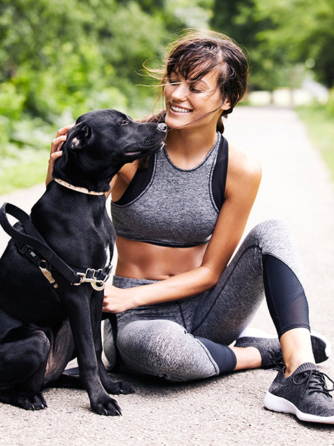 sports bra and leggings and dog, KITSPIRATION Free People Movement