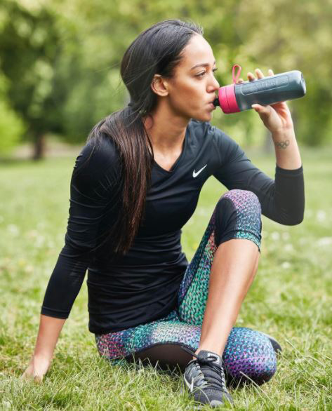 Katarina Johnson Thompson drinking BRITA, workout for non athletes by healthista