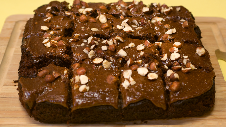 Beetroot brownies with a chocolate almond butter icing - recipe video