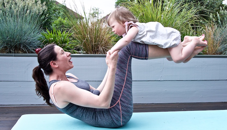 Sarah Vrancken and baby Post natal pilates workout healthista slider