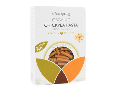 clearspring chickpea pasta, best protein pasta featured, by healthista