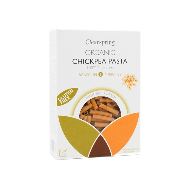 clearspring organic chickpea pasta, best protein pastas by healthista