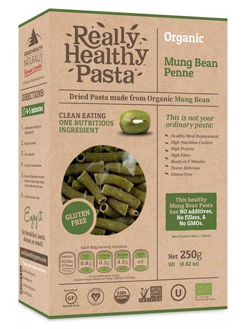 really healthy pasta mungbean penne, best protein pasta by healthista