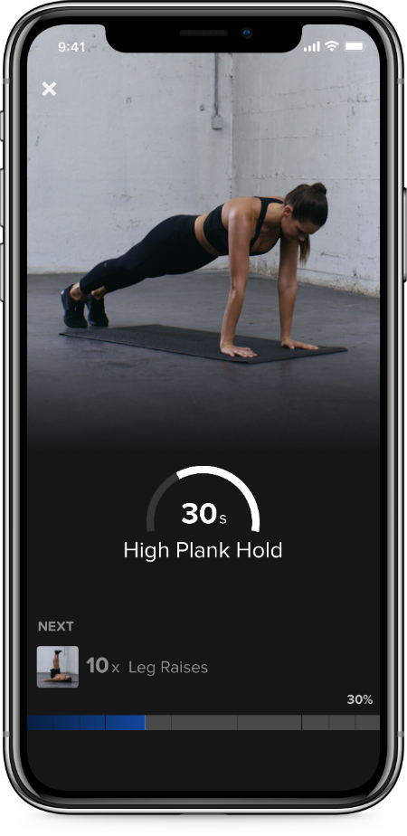 intraTraining-plank Freeletics interface, the fitness app powered by AI that can give you your own tailored workout programme by healthista