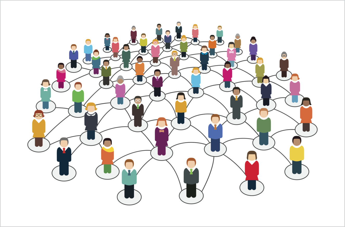 Social network scheme, which contains people connected to each other.