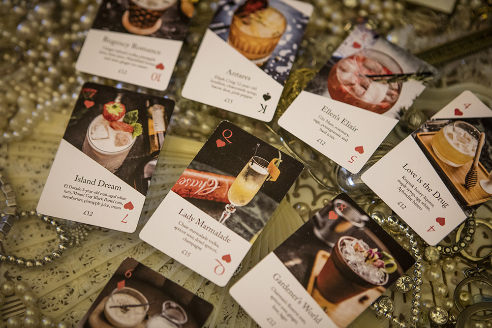 Spa review No15 Great Pulteney, Bath bar 15 menu playing cards