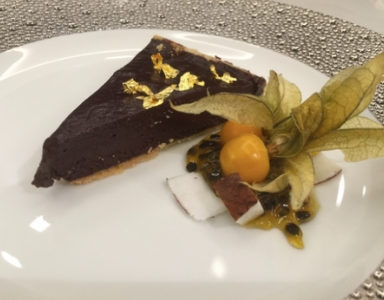 Vegan Dark Chocolate Ganache Tart on a Nut and Coconut Butter Crust with Cardamom Olivier Sanchez Michelin star Healthista