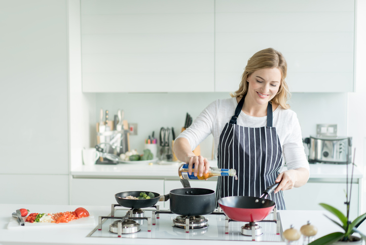 woman cooking at home