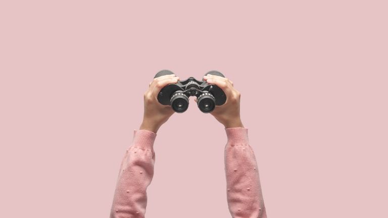 time management happiness - exploring binoculars pink