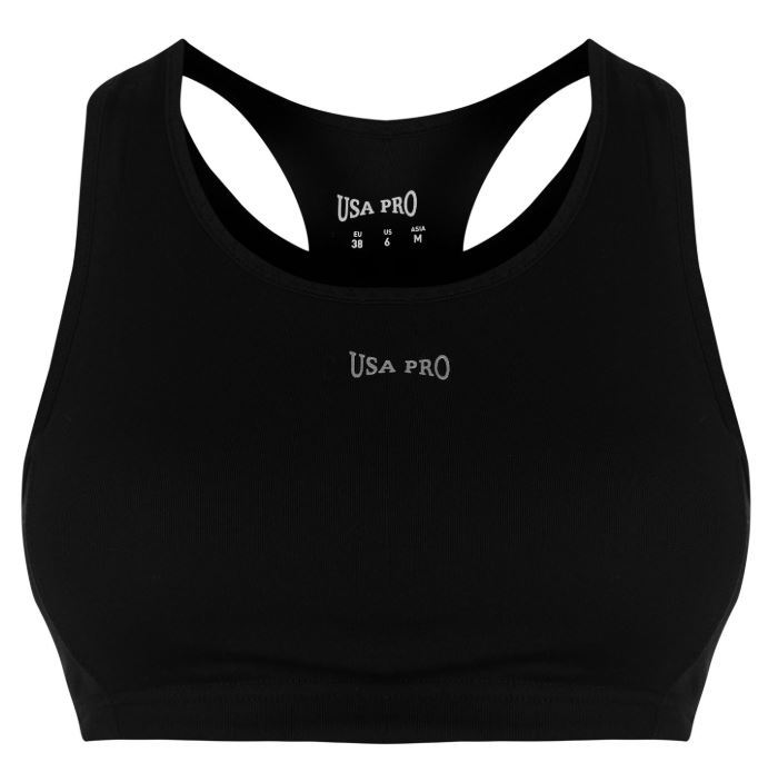 usa pro black sports bra