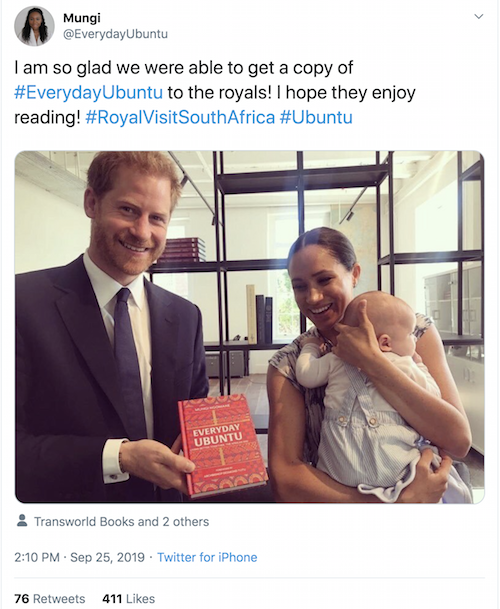 Everyday Ubuntu and The Sussexes c Mungi Ngomane Twitter ubuntu healthista