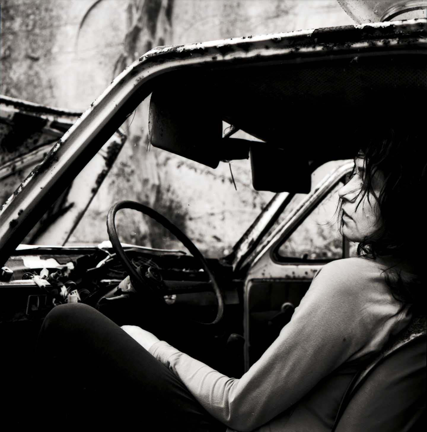 Marianne Dissard in car photography